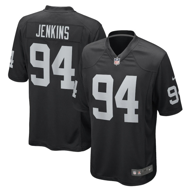 mens nike jordan jenkins black las vegas raiders game player jersey